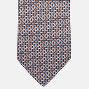 3-Fold Silk Tie, Geometric Pattern, Blue Orange - JA056123-9