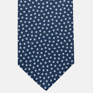 3-Fold Silk Tie, Micro Pattern, Blue and Grey - JA056667-9