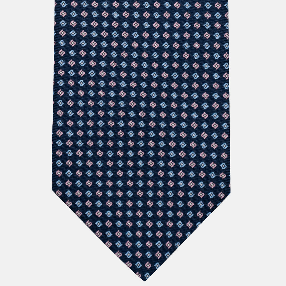 3-Fold Silk Tie, Micro Pattern, Blue Pink - JA056673-9
