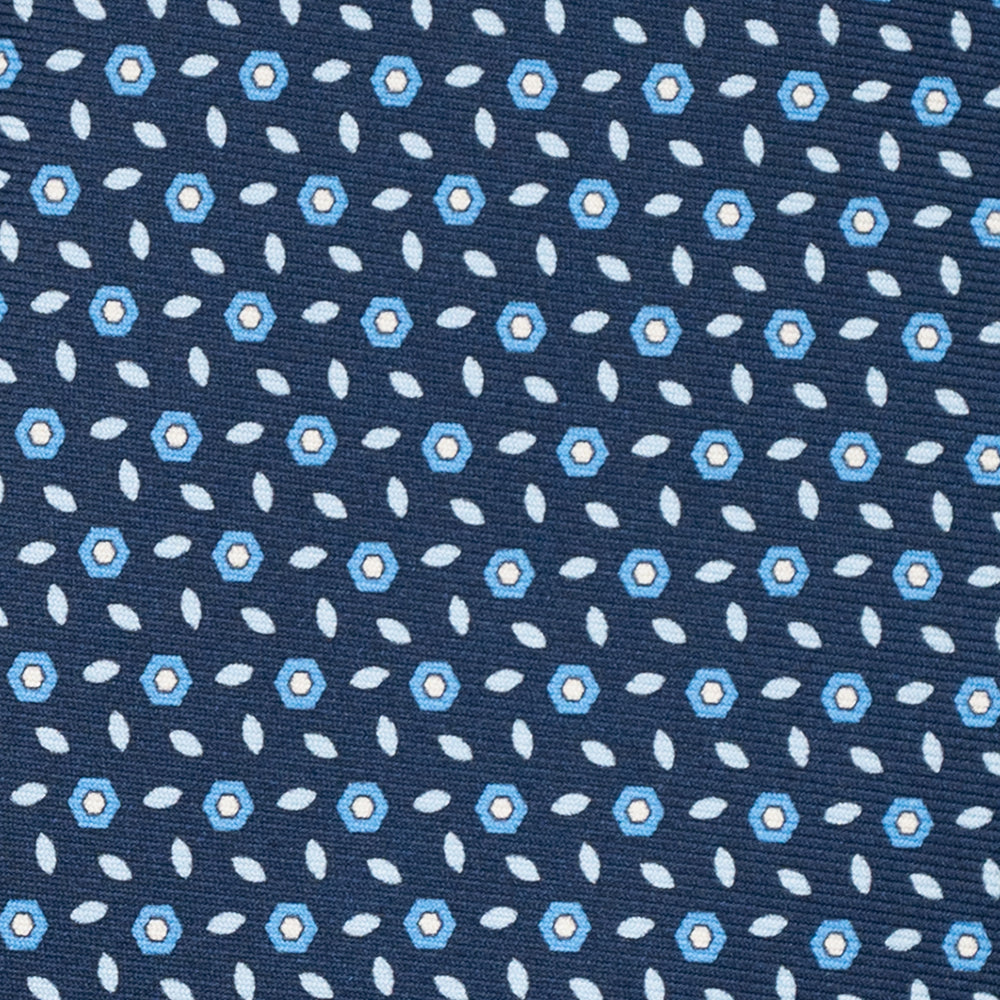 3-Fold Silk Tie, Floral Pattern, Light Blue - JA057079-9