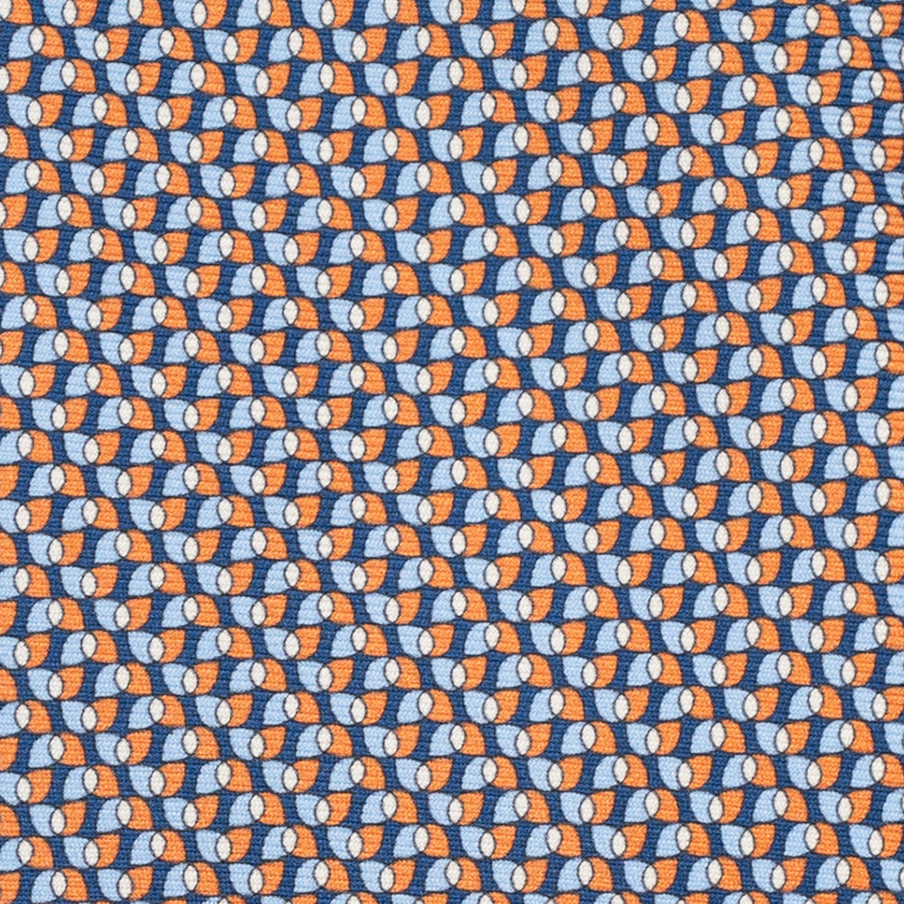 3-Fold Silk Tie, Geometric Pattern, Blue Orange - JA056123-9