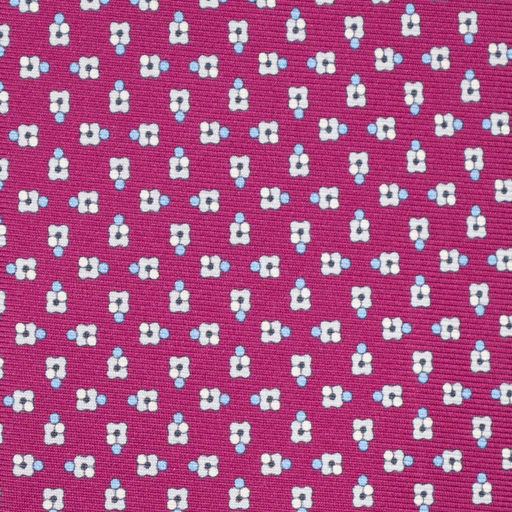 3-Fold Silk Tie, Floral Pattern, Bordeaux - JA057247-9