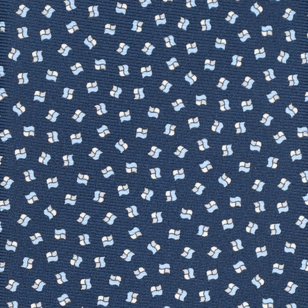3-Fold Silk Tie, Micro Pattern, Blue and Grey - JA056667-9