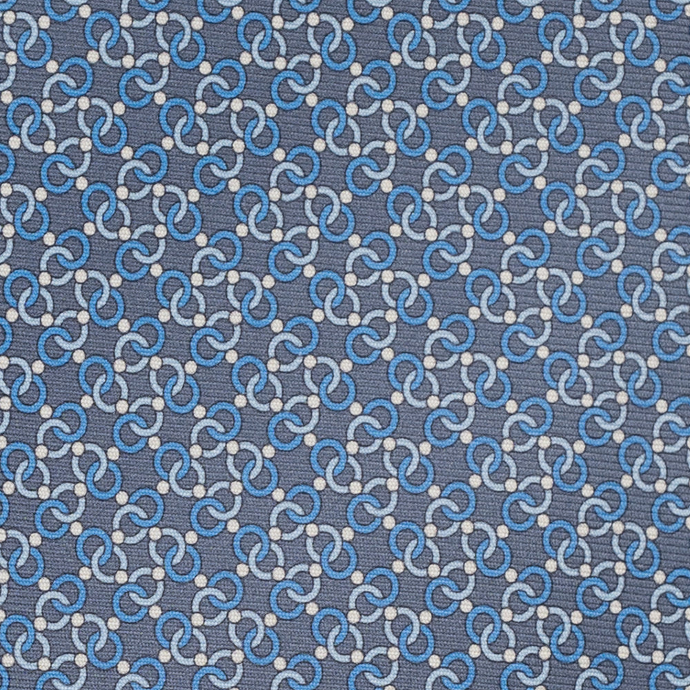 3-Fold Silk Tie, Chain Pattern, Grey - JA055937-9