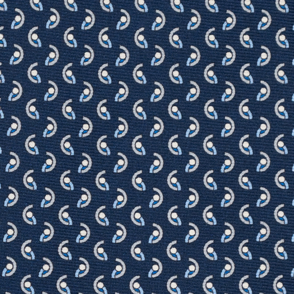 Cravatta 3 pieghe in Seta, Micro Fantasia, Blu Grigio - JC056131-9