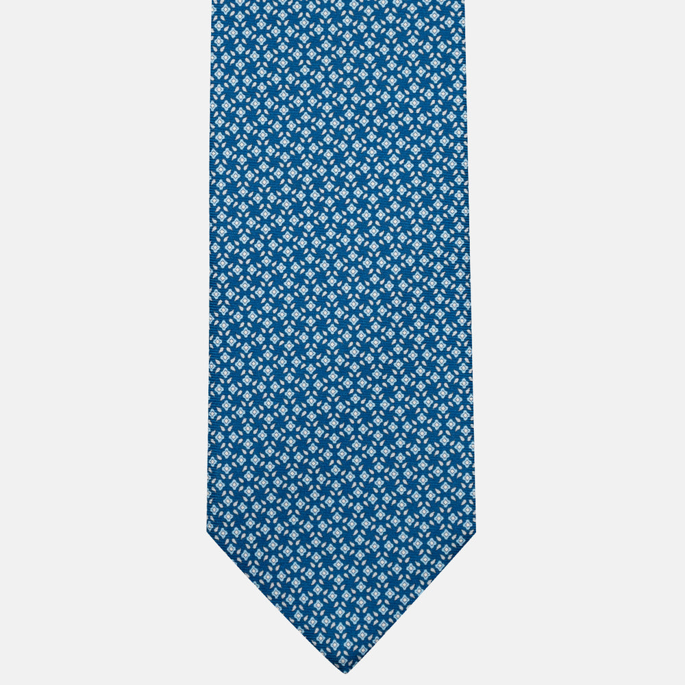 3-Fold Silk Tie, Floral Pattern, Light Blue - JA056130-9