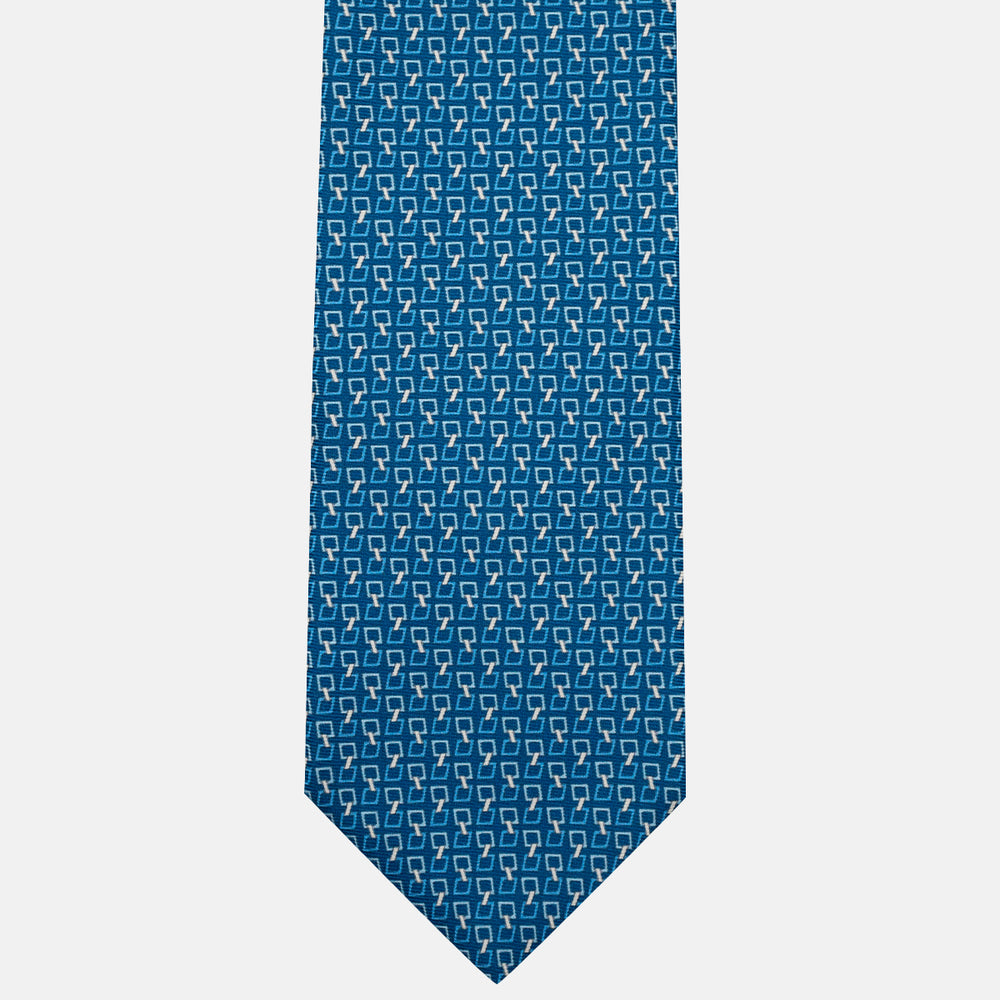3-Fold Silk Tie, Chain Pattern, Light Blue - JA057083-9