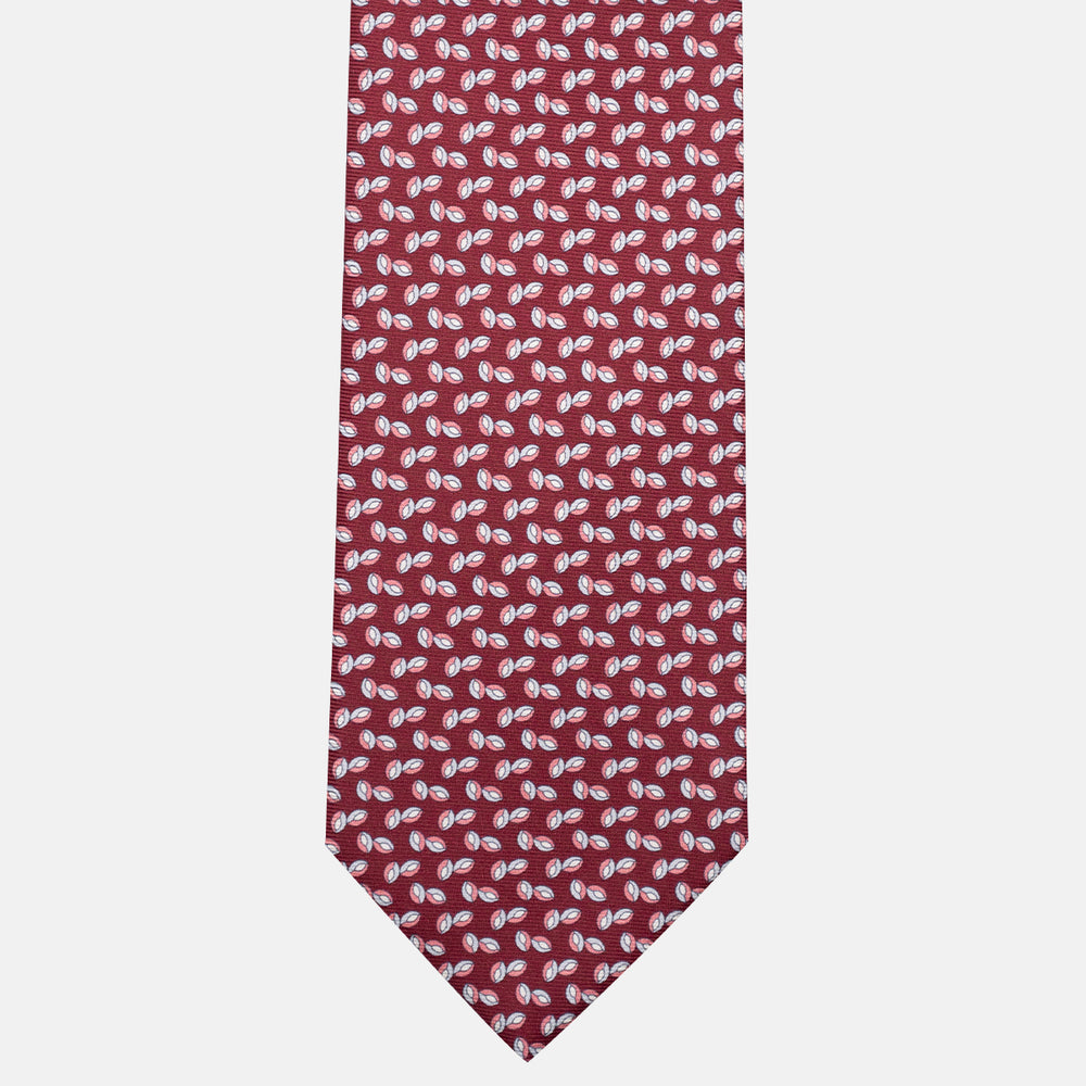 3-Fold Silk Tie, Micro Pattern, Bordeaux - JA056336-9