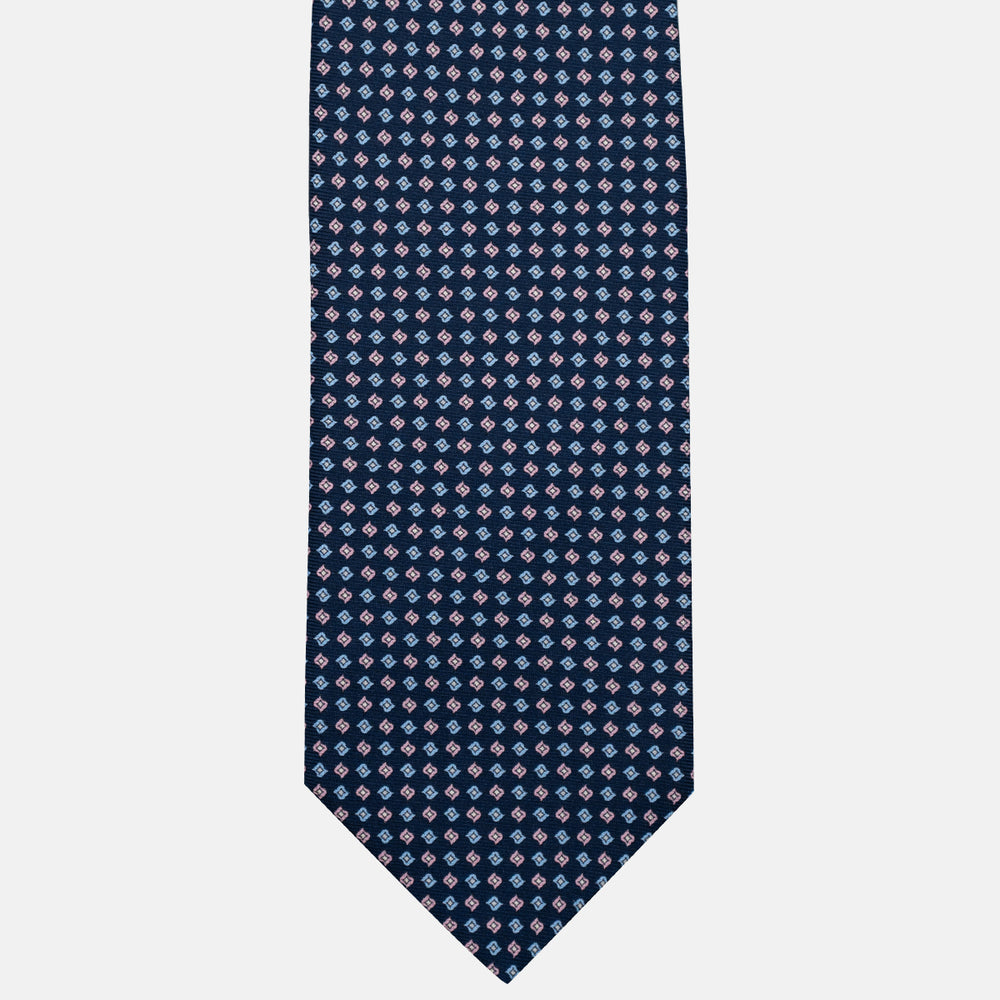 3-Fold Silk Tie, Micro Pattern, Blue Pink - JA056673-9