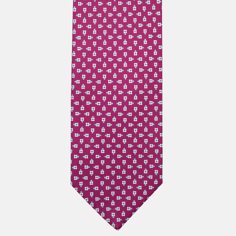3-Fold Silk Tie, Floral Pattern, Bordeaux - JA057247-9