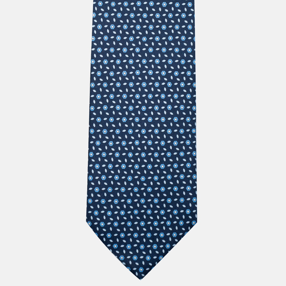 3-Fold Silk Tie, Floral Pattern, Light Blue - JA057079-9