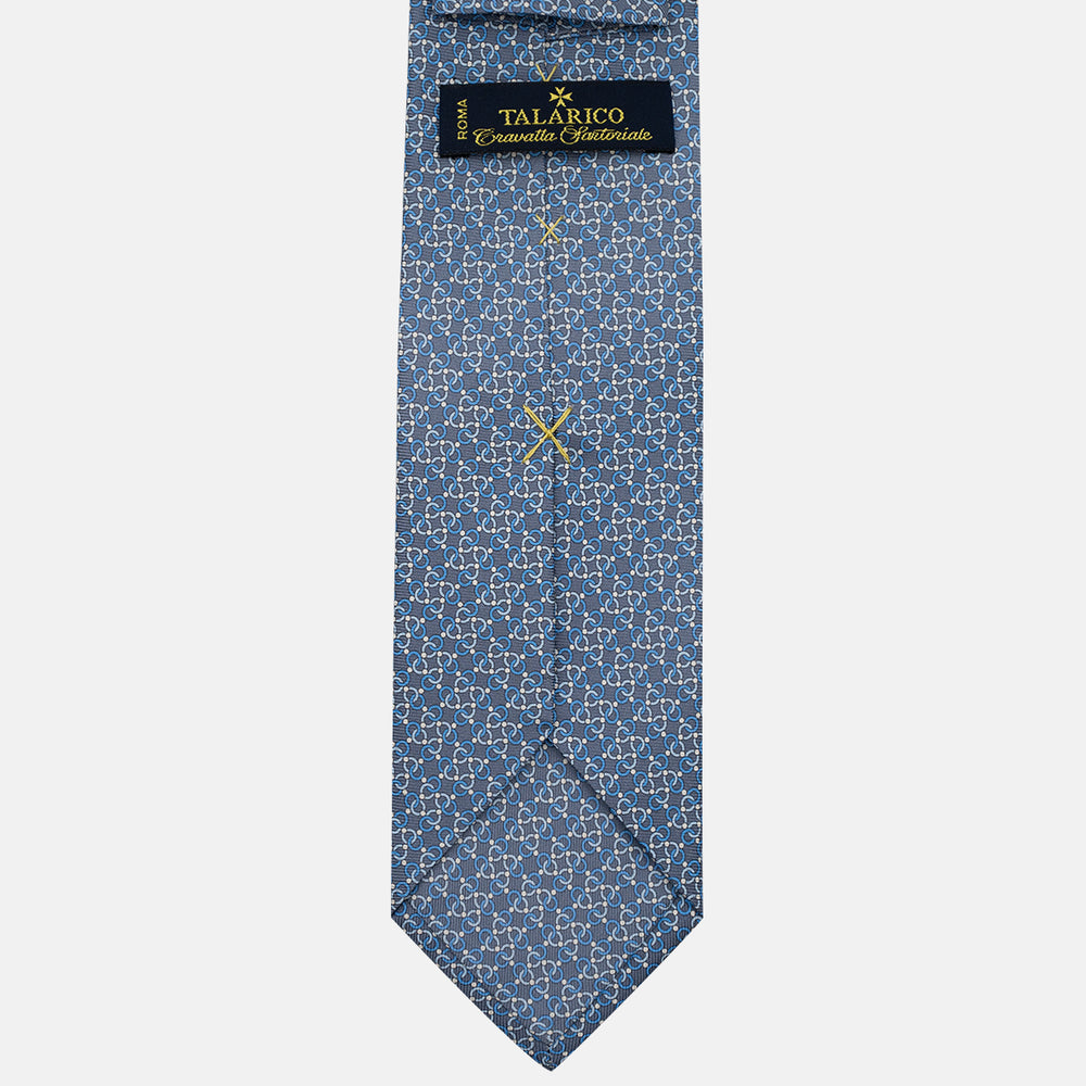 3-Fold Silk Tie, Chain Pattern, Grey - JA055937-9