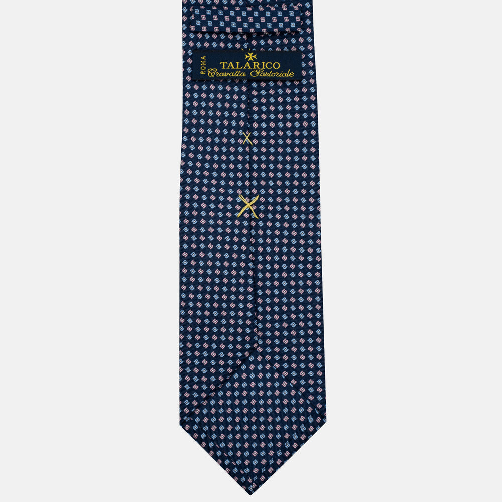 3-Fold Silk Tie, Micro Pattern, Blue Pink - JA056673-9