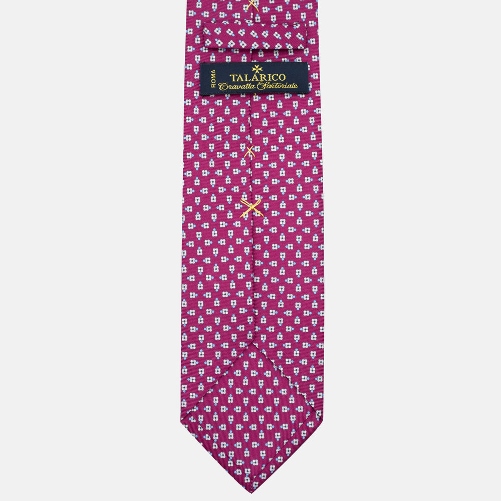 3-Fold Silk Tie, Floral Pattern, Bordeaux - JA057247-9