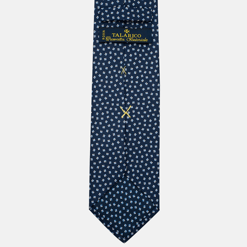 3-Fold Silk Tie, Micro Pattern, Blue and Grey - JA056667-9