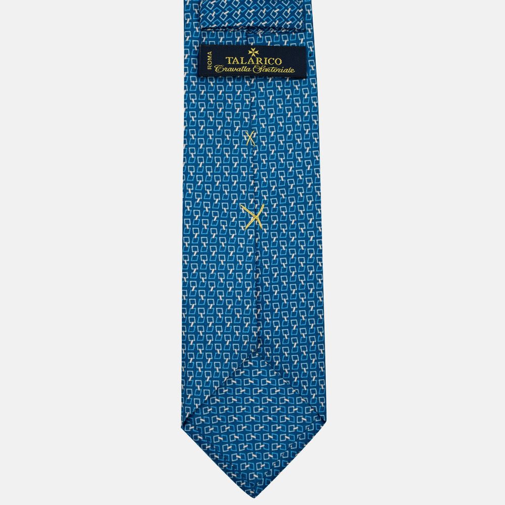 3-Fold Silk Tie, Chain Pattern, Light Blue - JA057083-9