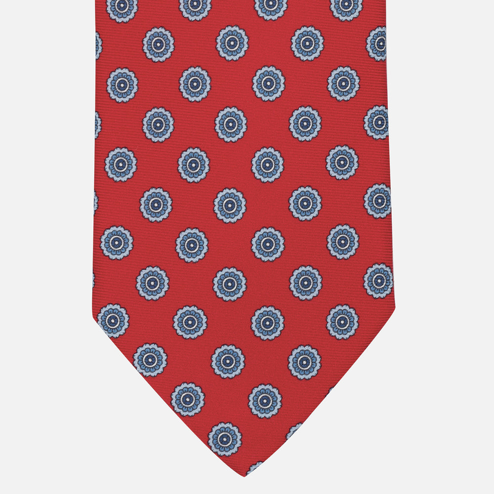 1999 Collection Tie in Heavy Silk Blue Geometric Pattern