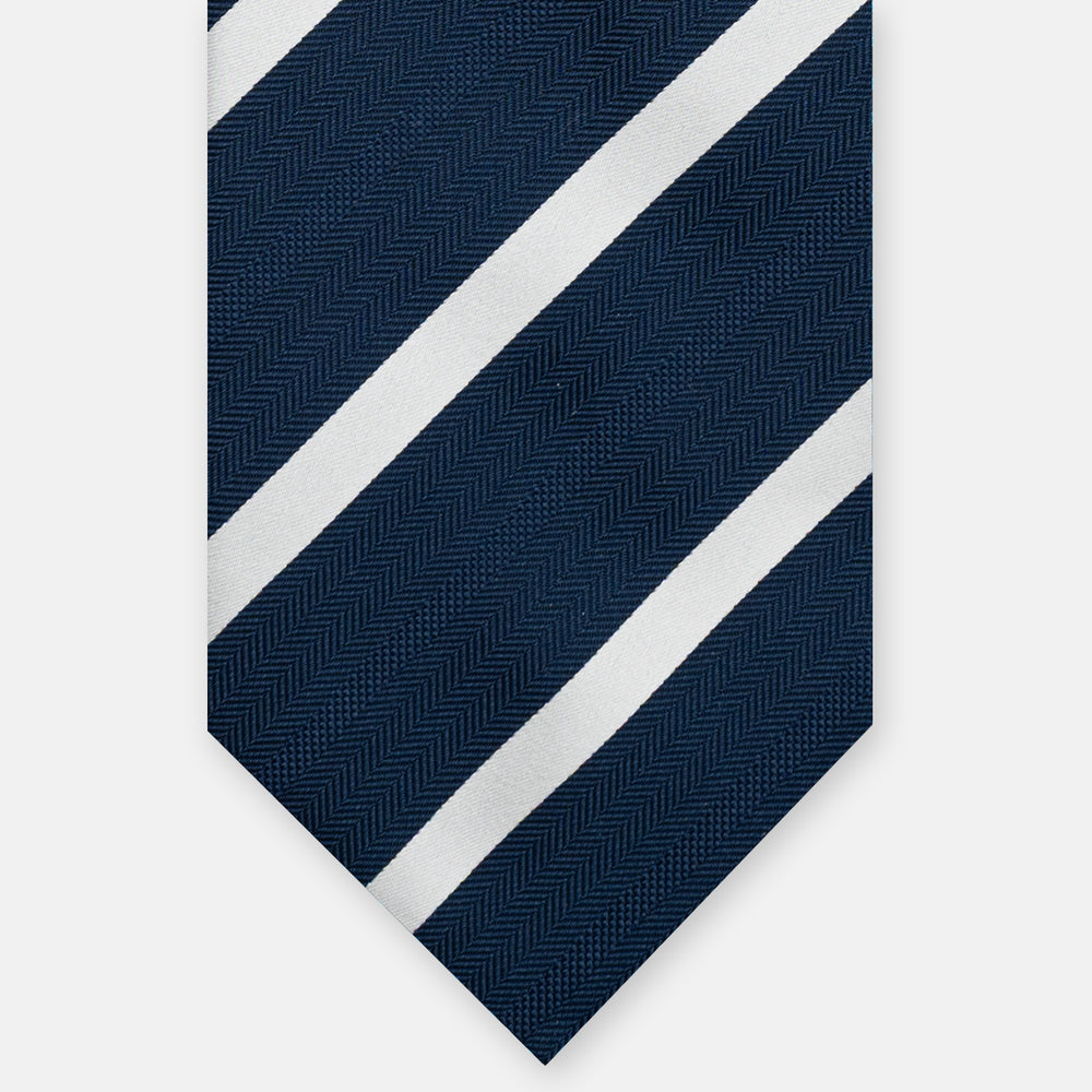 Cravatta in Seta Pesante Regimental, Blu Bianco - JA26062026-1
