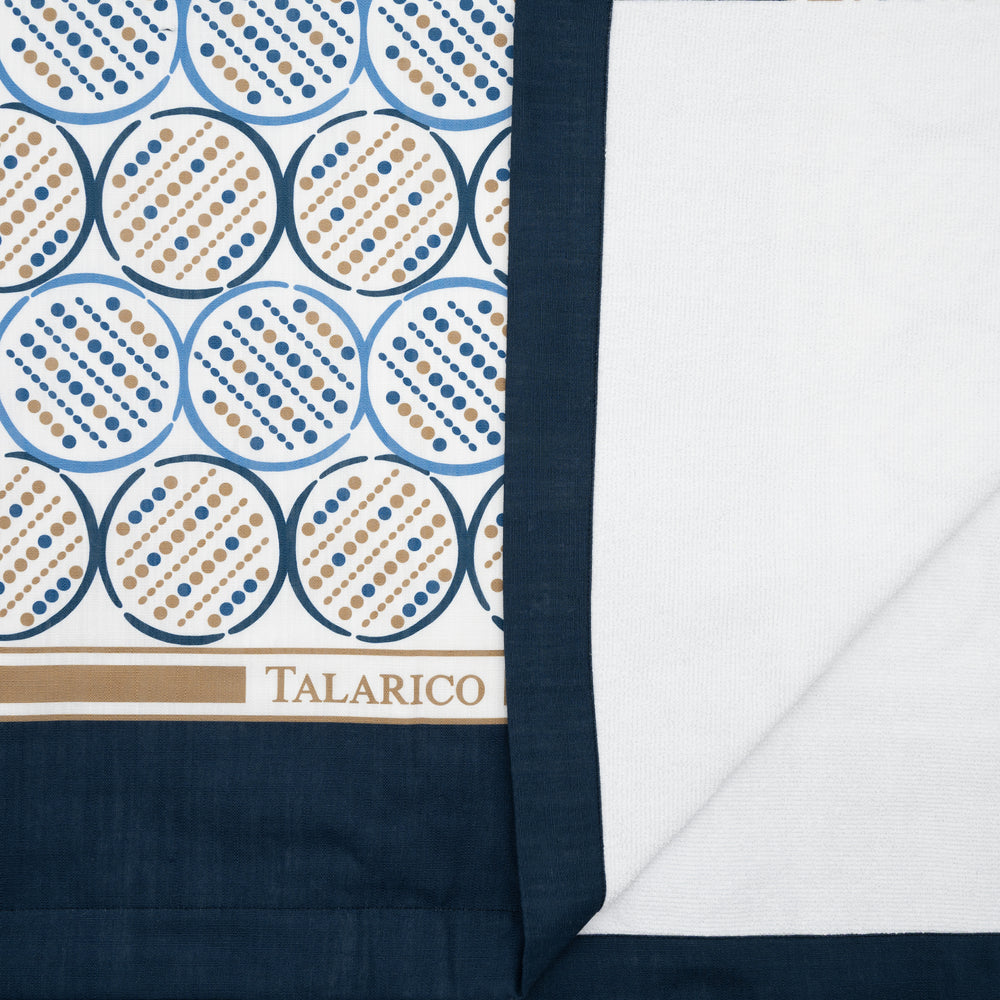 Linen and Terry Beach Towel | Alassio Pattern | Blue