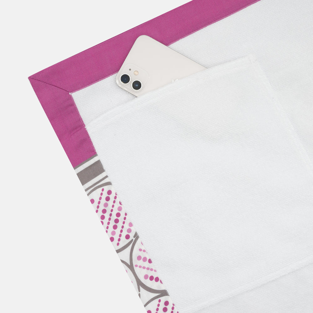 Linen and Terry Beach Towel | Alassio Pattern | Magenta