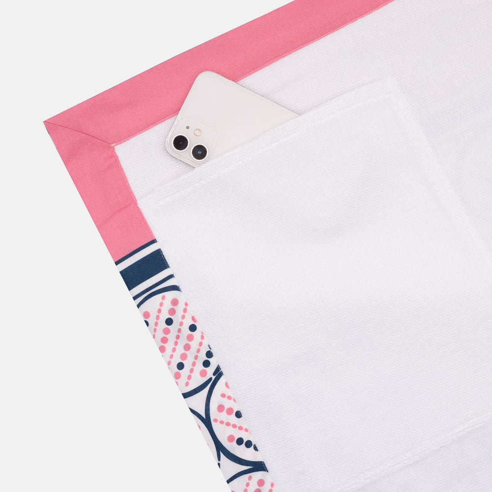 Linen and Terry Beach Towel | Alassio Pattern | Pink