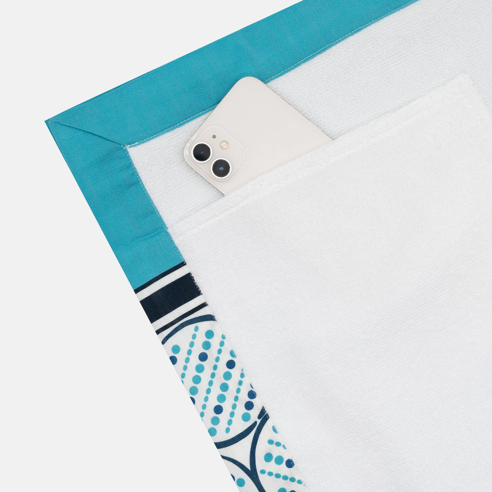 Linen and Terry Beach Towel | Alassio Pattern | Turquoise