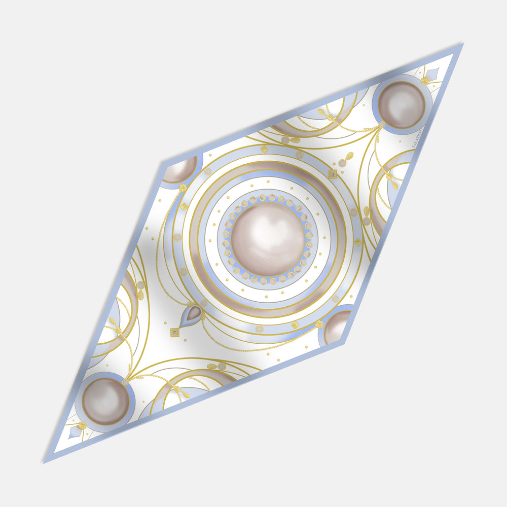 Rhombus scarf in Akoya twill silk