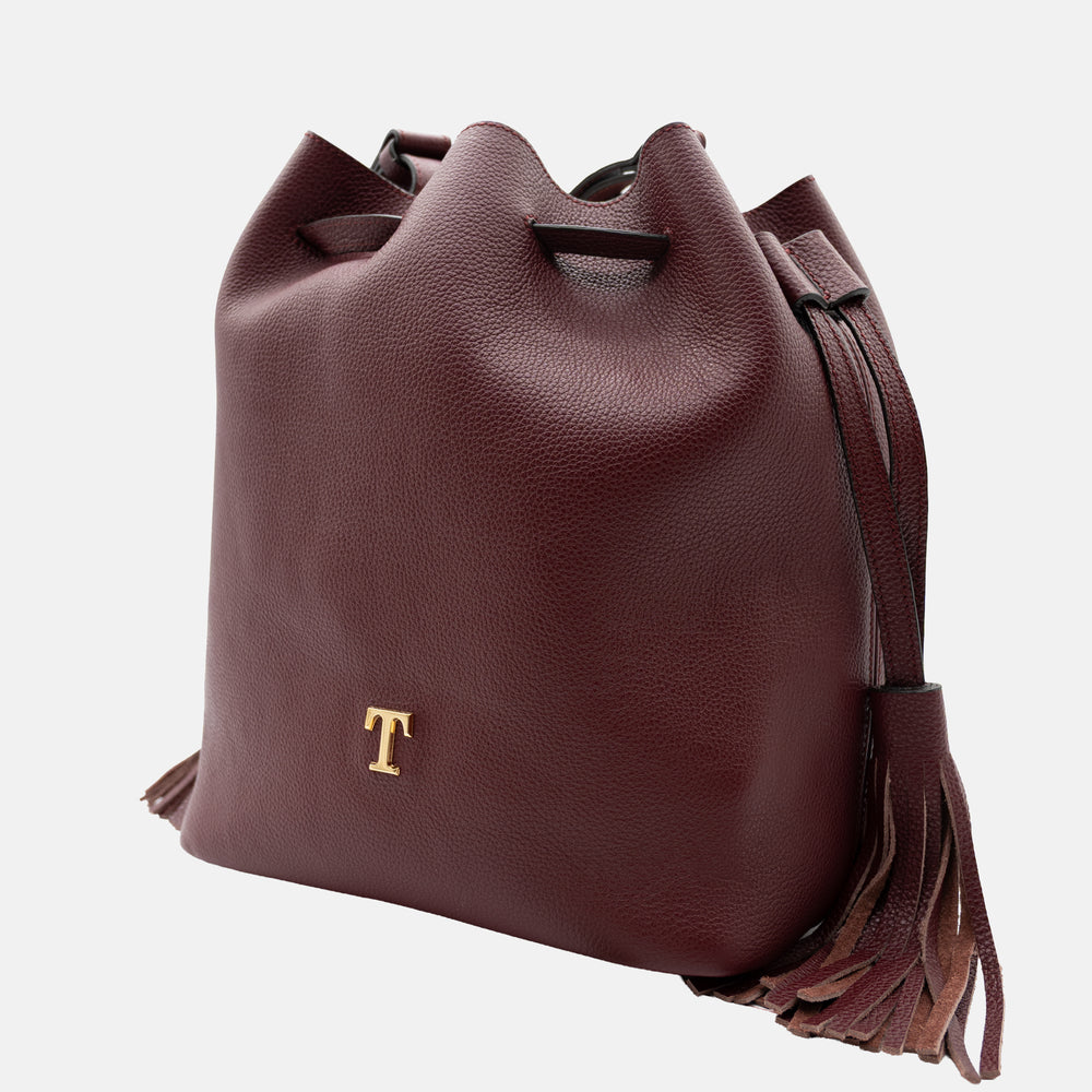 Borsa a Spalla Alessandra in Pelle di Vitello | Icona di Stile Quotidiano | Bordeaux