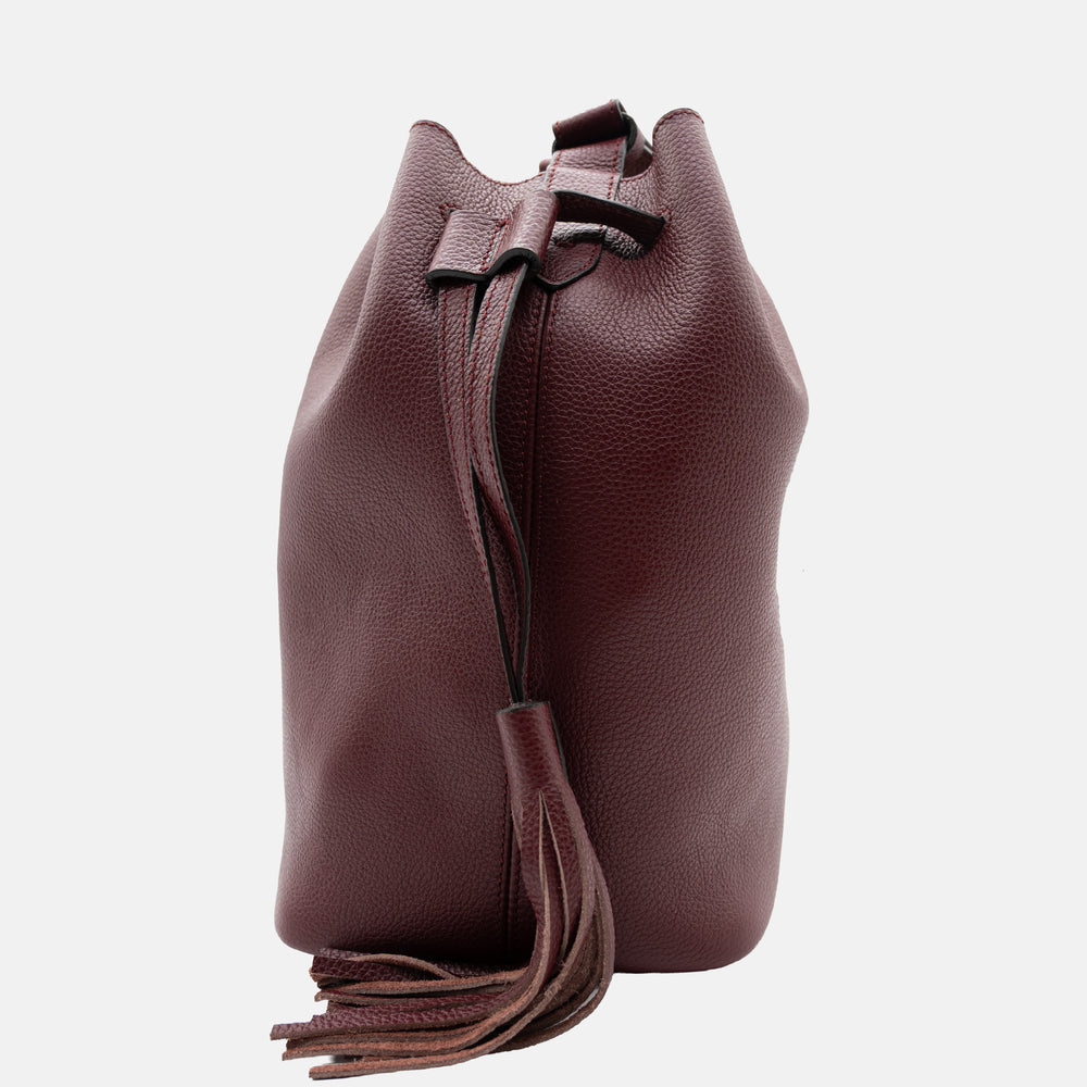 Borsa a Spalla Alessandra in Pelle di Vitello | Icona di Stile Quotidiano | Bordeaux
