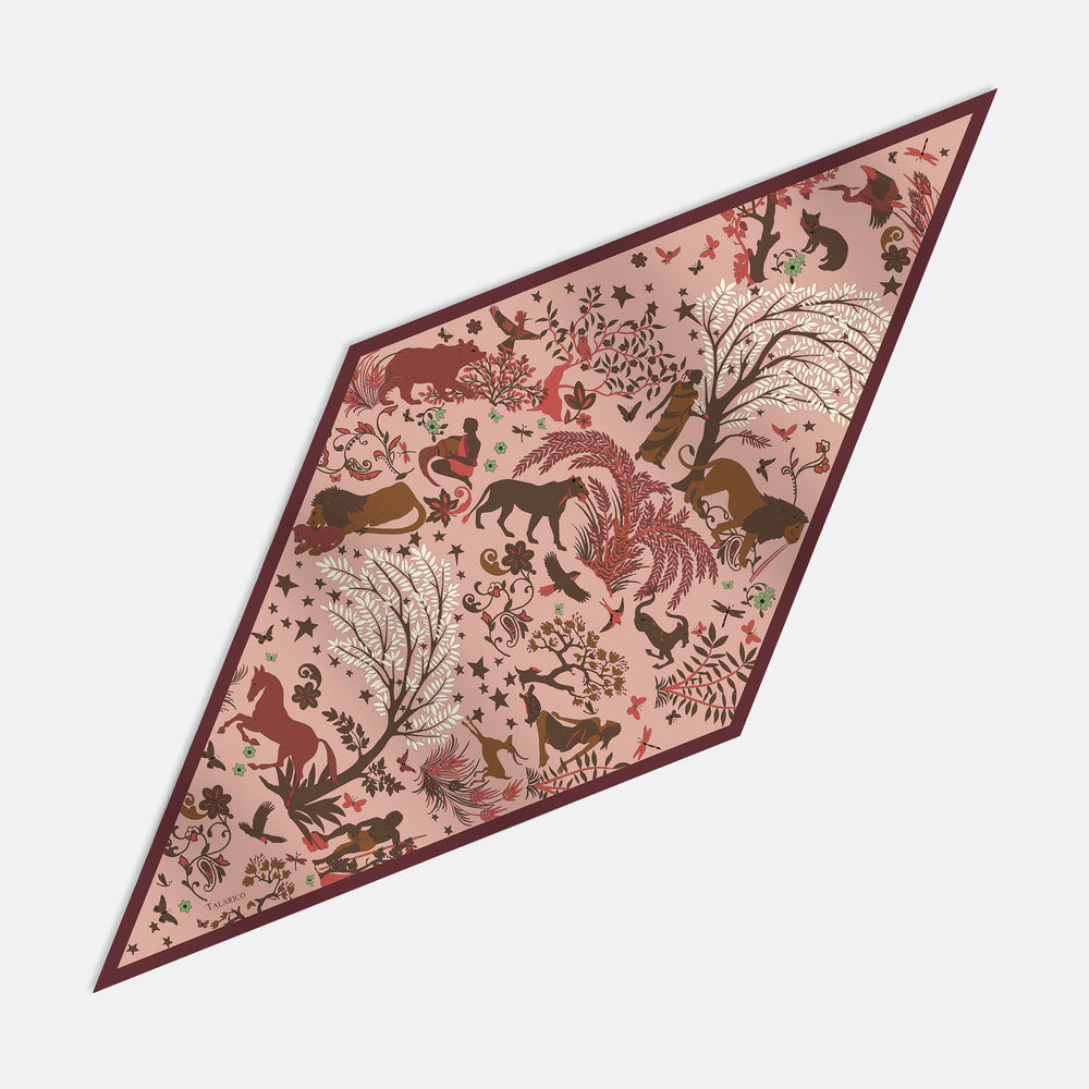 Wild Harmony Twill Silk Diamond Scarf