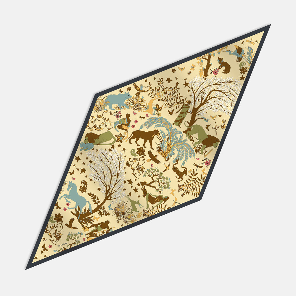 Wild Harmony Twill Silk Diamond Scarf