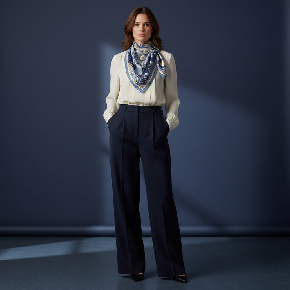 90's Twill Silk Scarf Celestial Abstractions