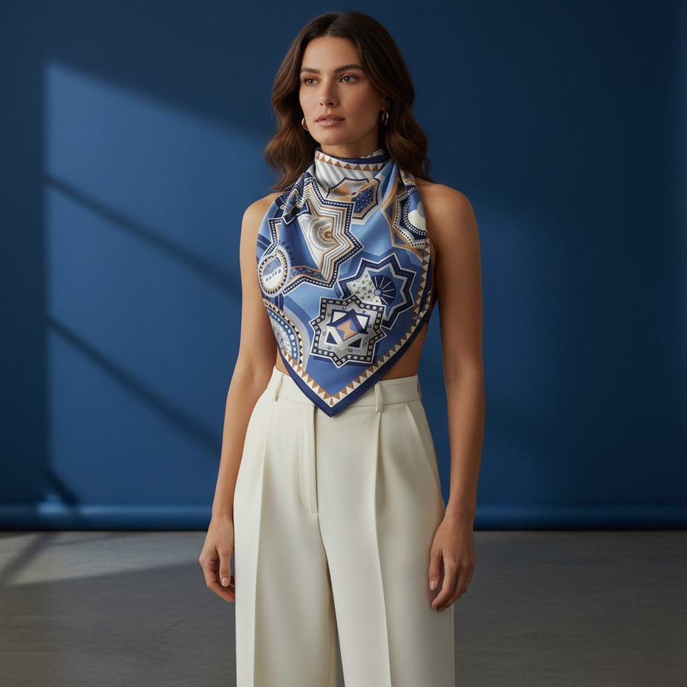 90's Twill Silk Scarf Celestial Abstractions