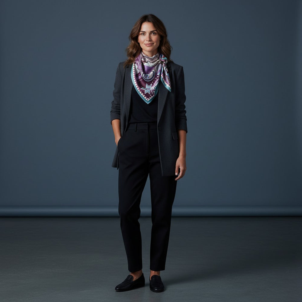 90's Twill Silk Scarf Celestial Abstractions