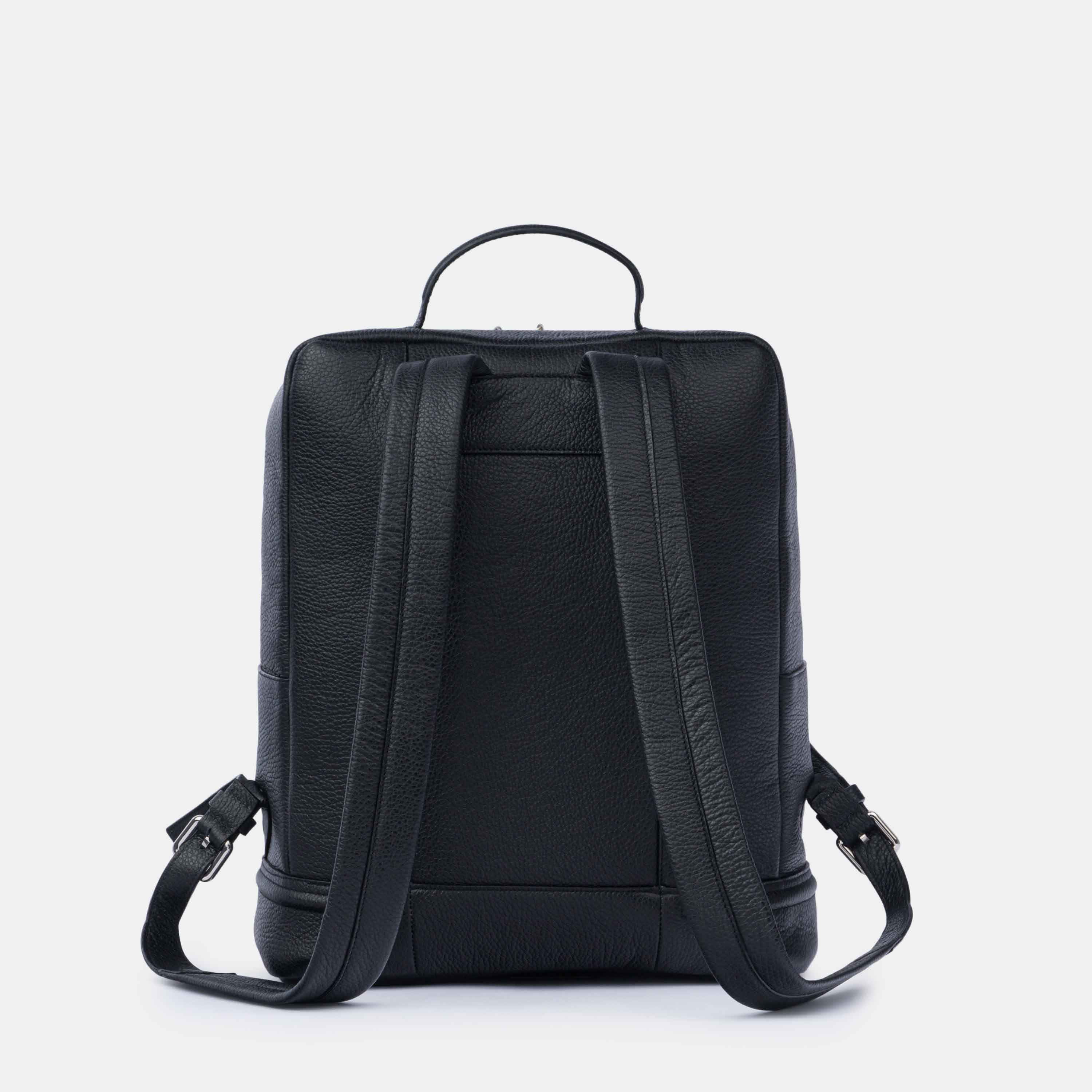 Zaino in Pelle Martellata Nero