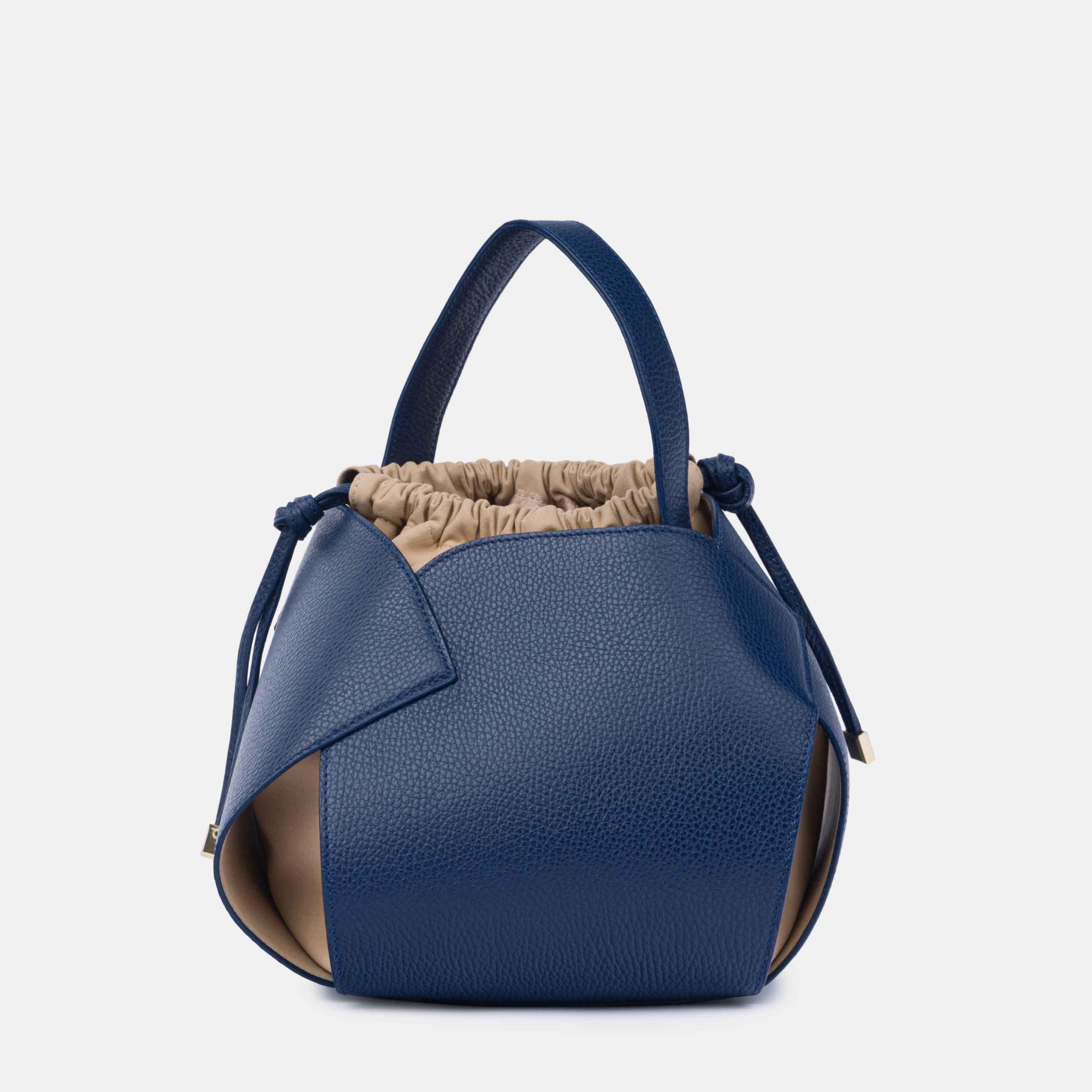 Borsa PomPon Talarico in pelle martellata colore Blu
