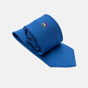 3-Fold Blue Silk Tie with Italian Flag