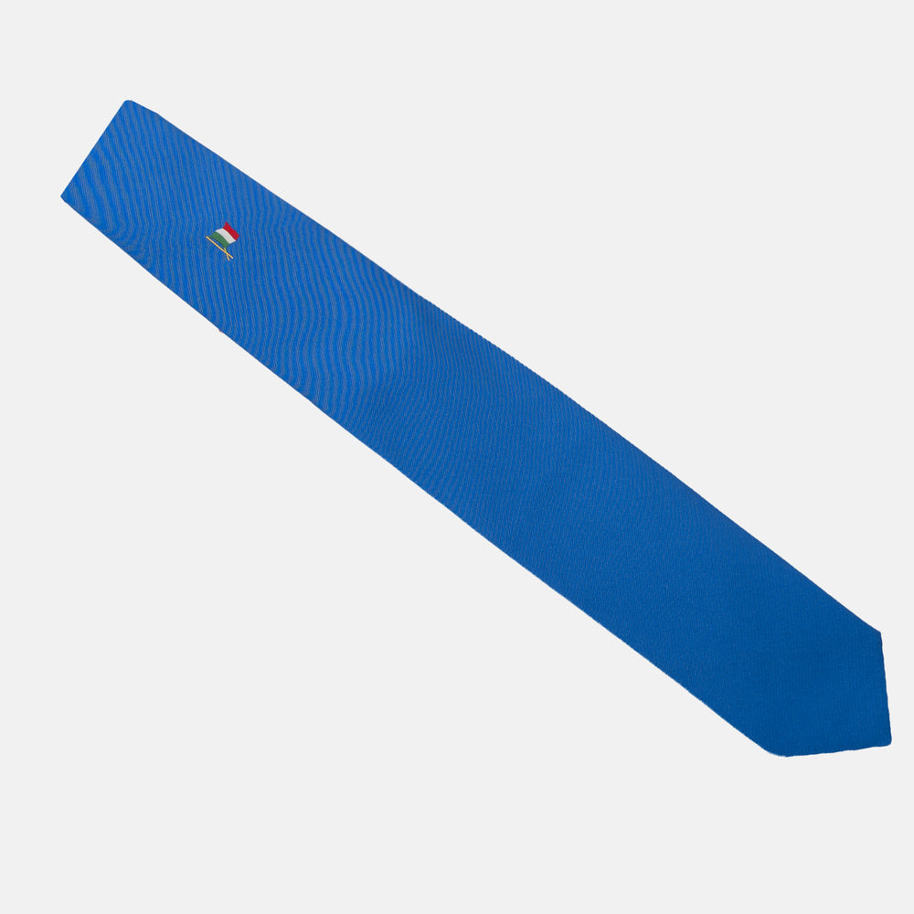 3-Fold Blue Silk Tie with Italian Flag