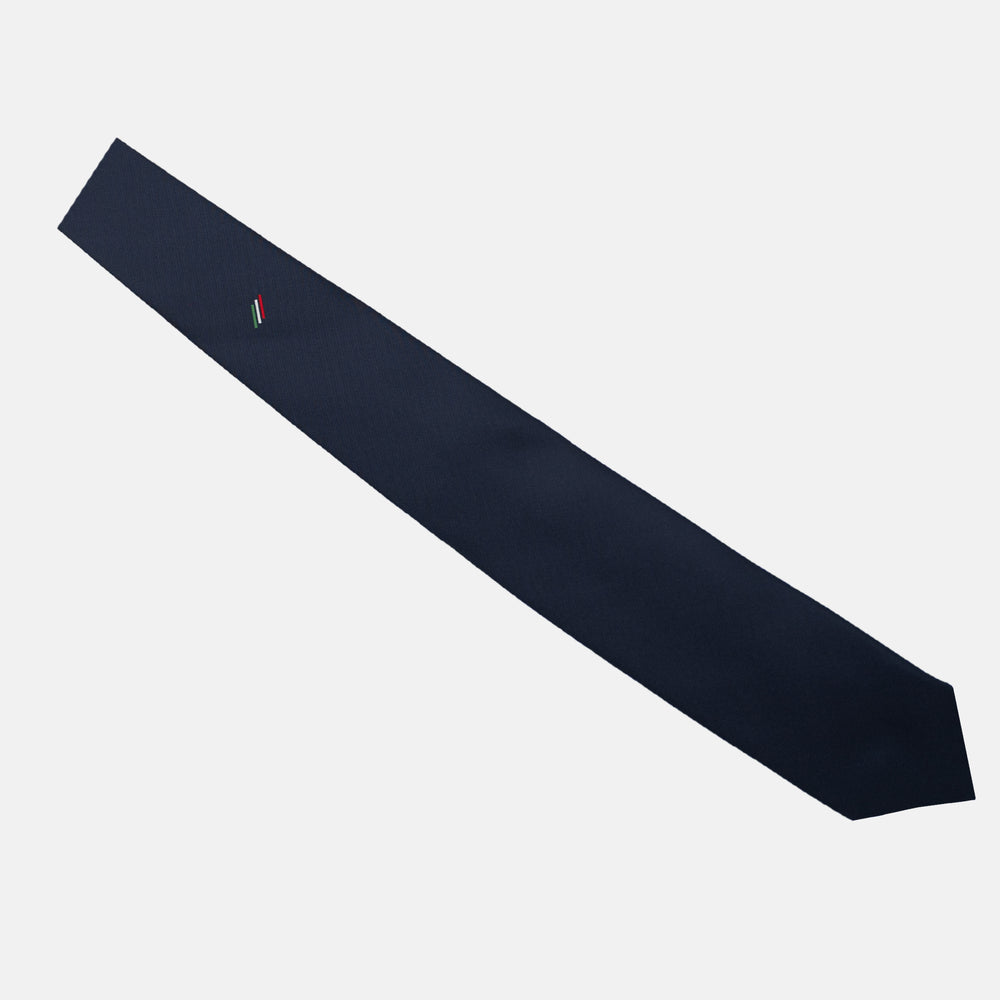 3-Fold Blue Silk Tie with Italian Flag Symbol