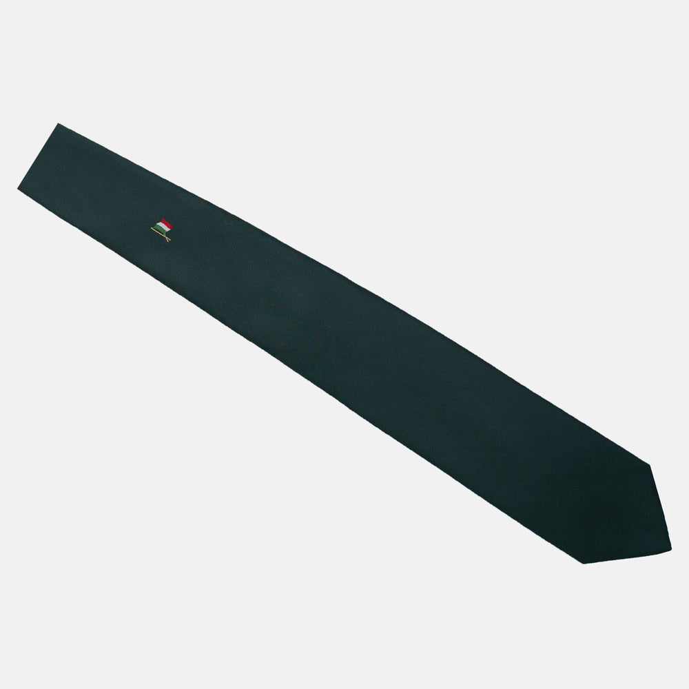 Green Silk 3-Fold Tie with Tricolour Flag