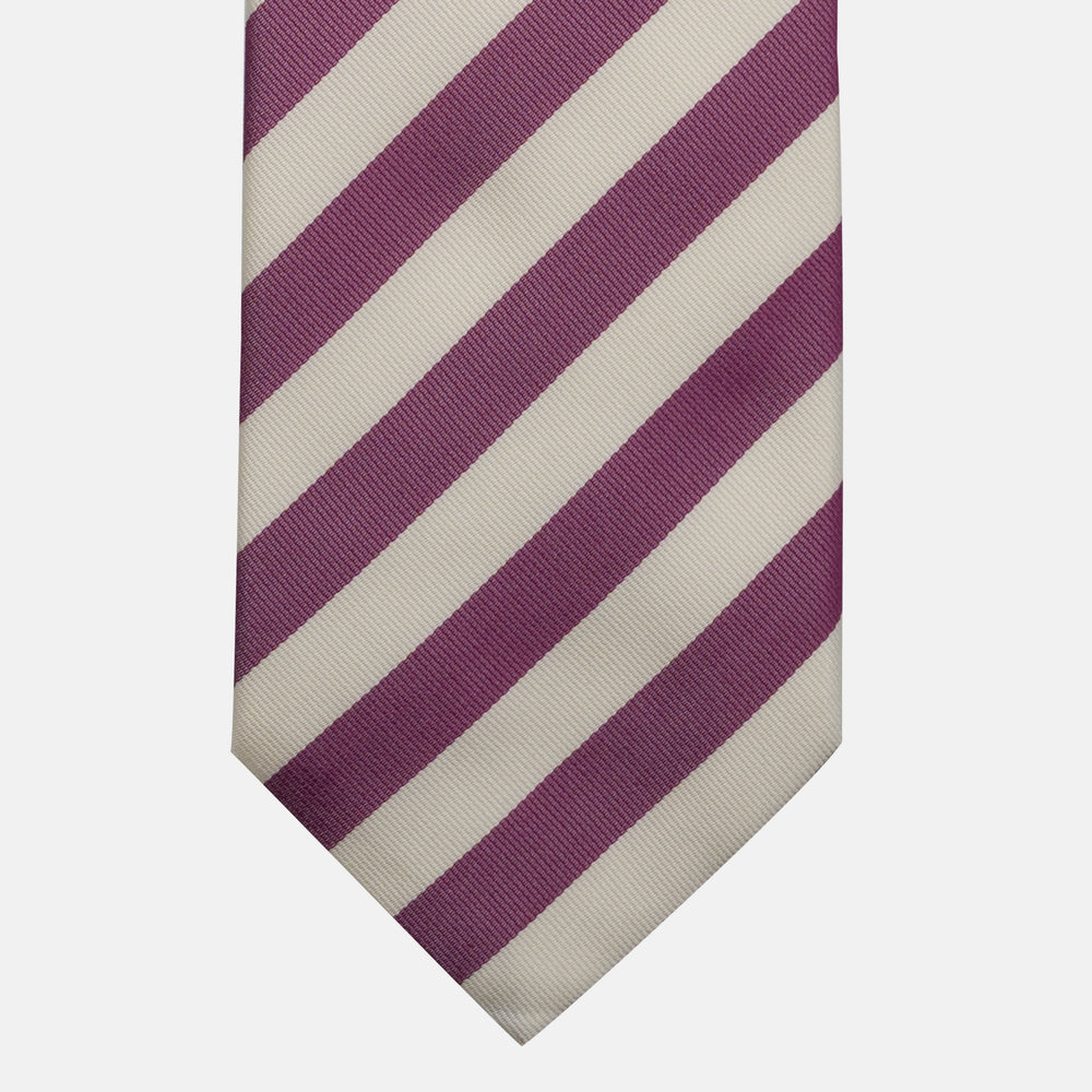 Cravatta in Seta Regimental Bianco Rosa TAL 1202-4
