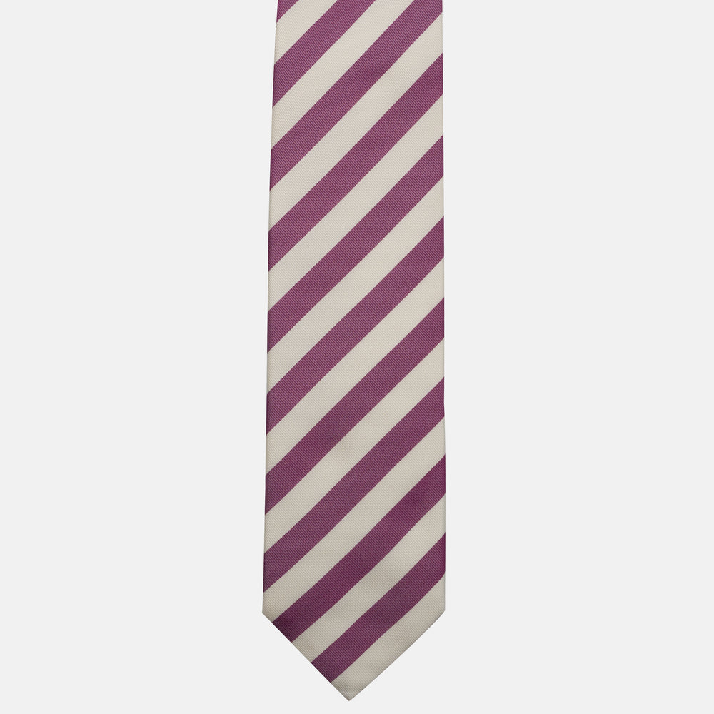 Cravatta in Seta Regimental Bianco Rosa TAL 1202-4
