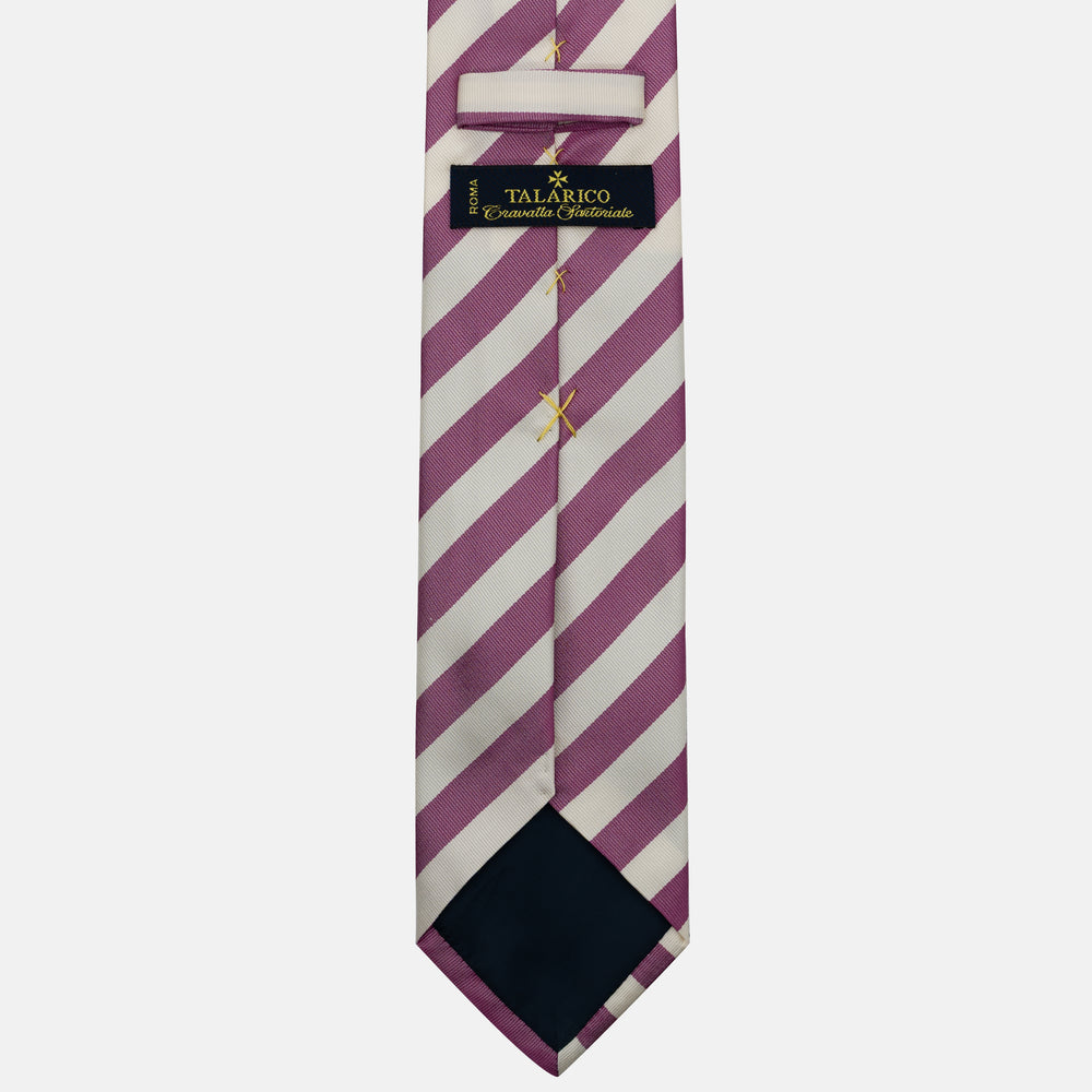 Cravatta in Seta Regimental Bianco Rosa TAL 1202-4