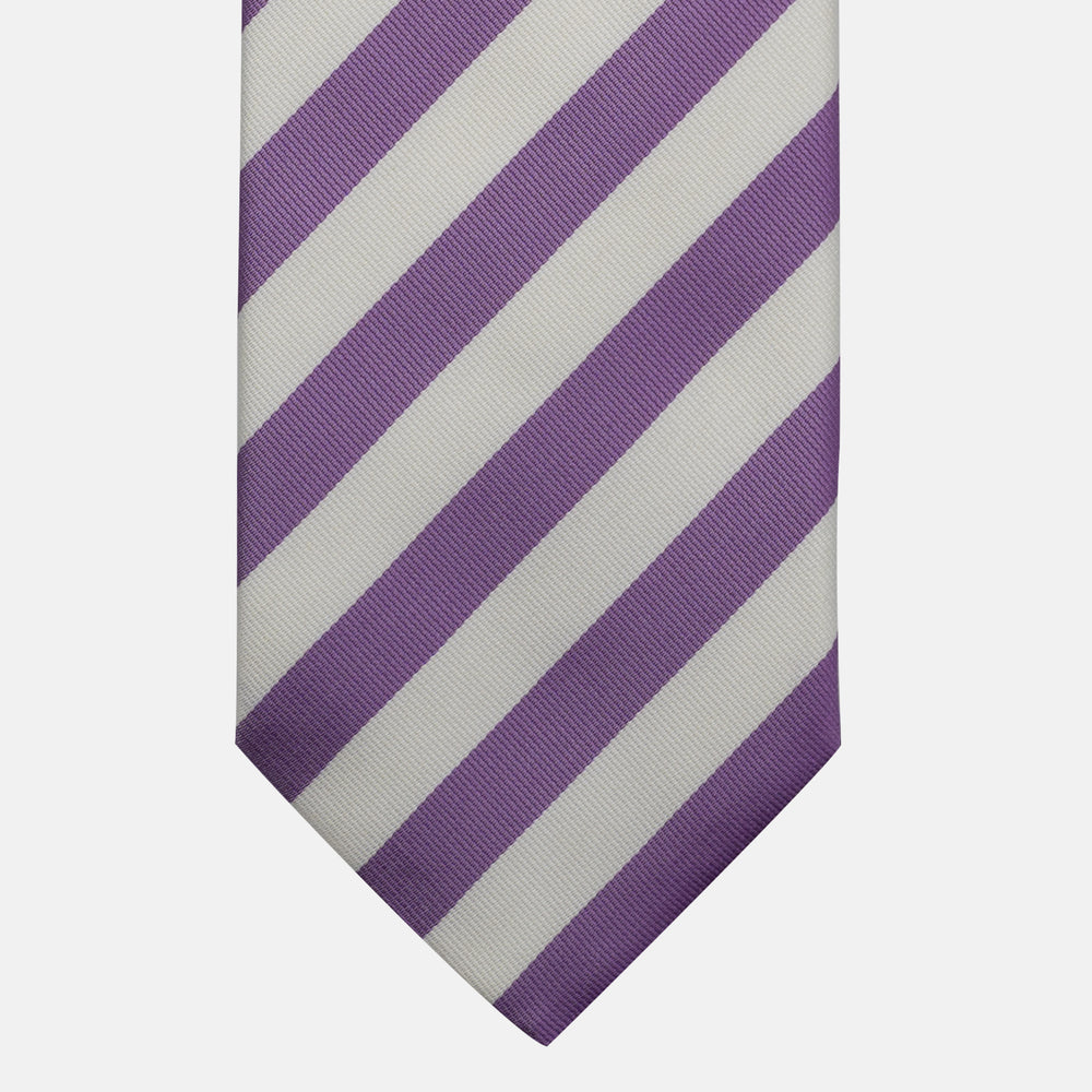 Cravatta in Seta Regimental Bianco Viola TAL 1202-3