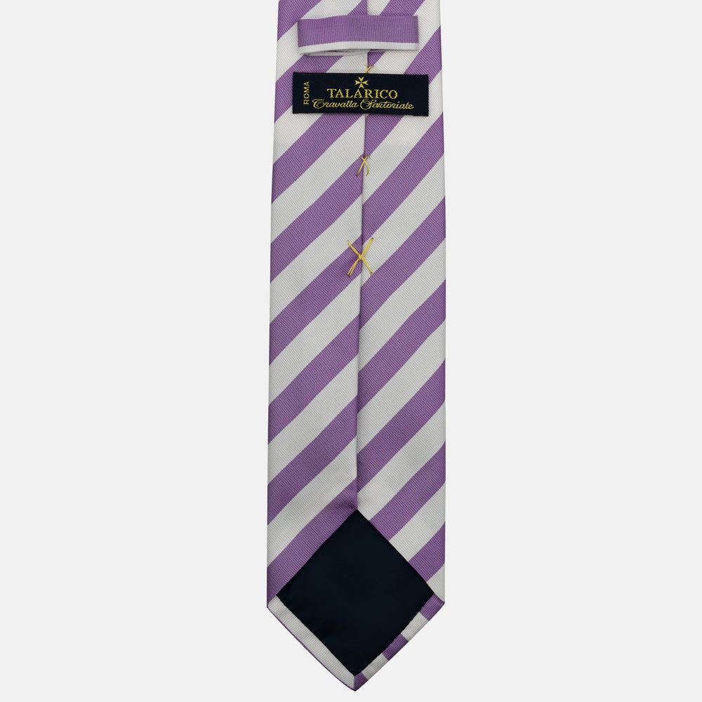 Cravatta in Seta Regimental Bianco Viola TAL 1202-3