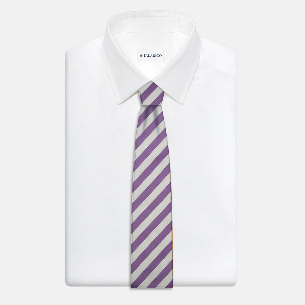 Cravatta in Seta Regimental Bianco Viola TAL 1202-3