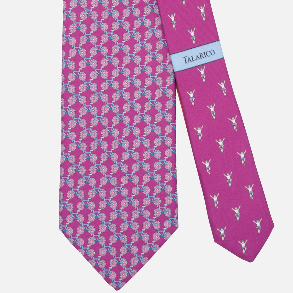 3-fold Silk Tie Bicycle Pattern Magenta