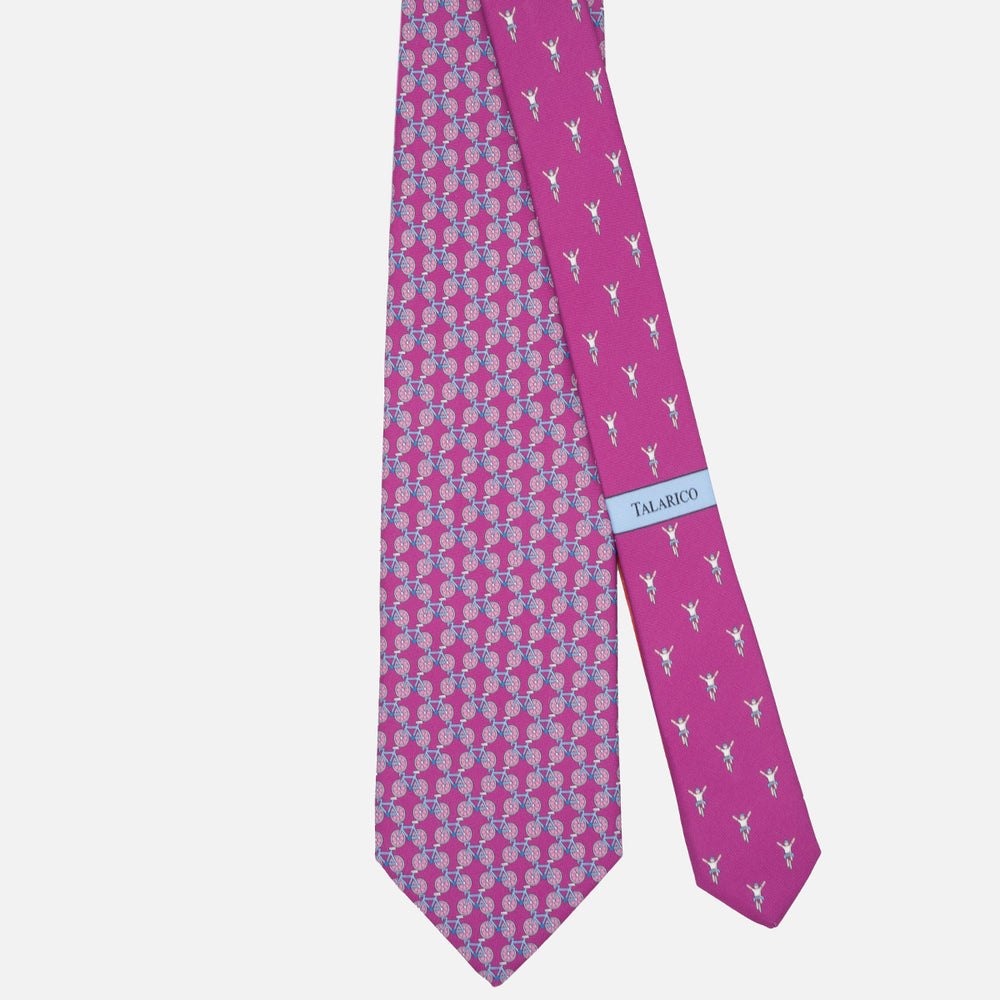 3-fold Silk Tie Bicycle Pattern Magenta