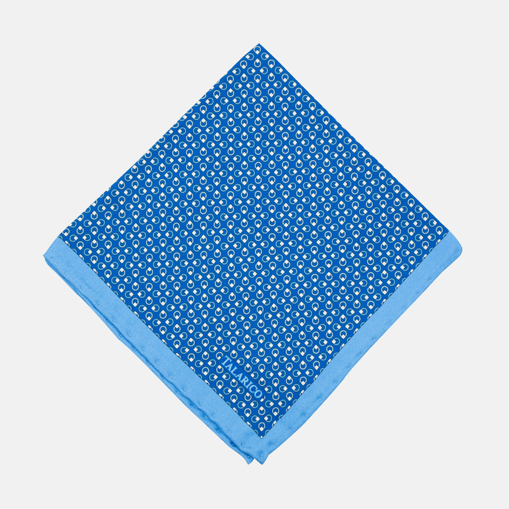 Silk Pocket Square, Micro Pattern, Light Blue - 37500