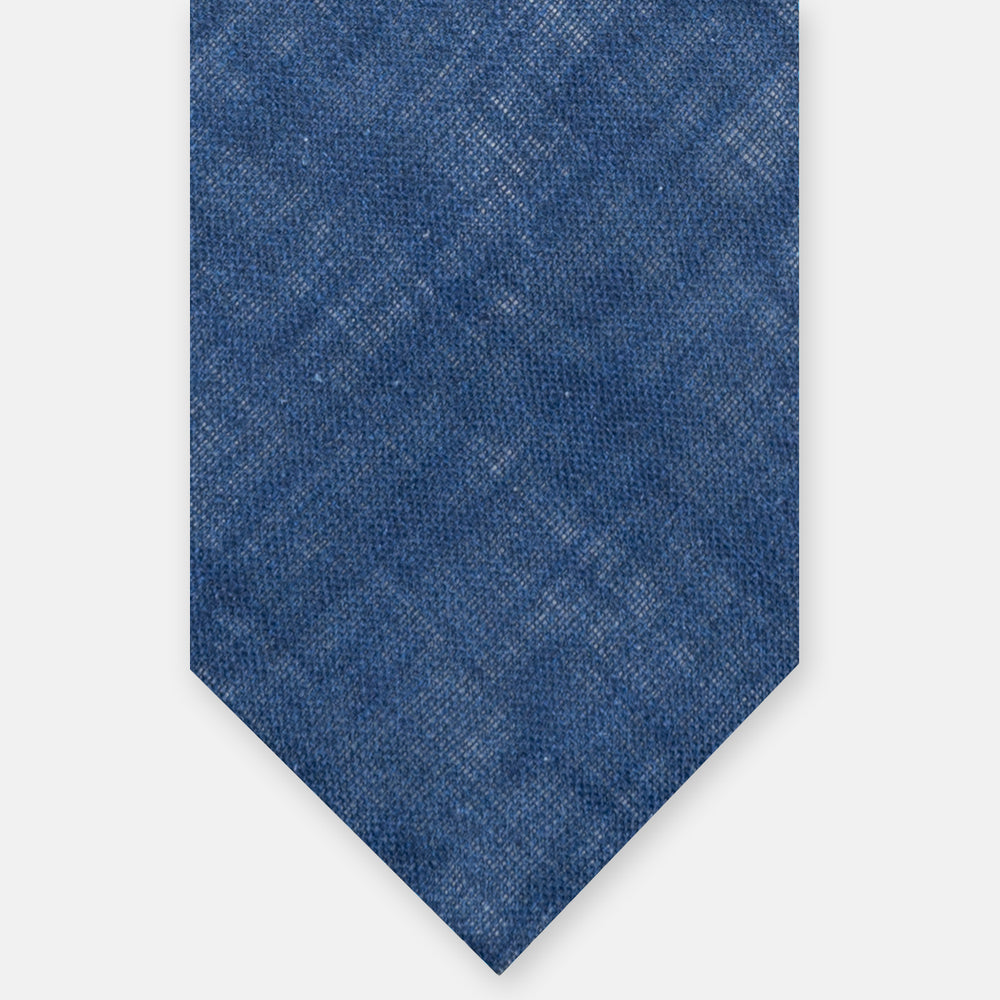 Three-Fold Tie in Blue Irish Linen
